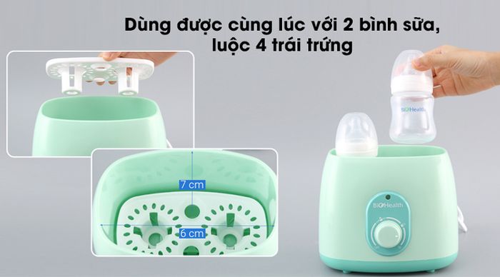 Máy hâm sữa đôi BioHealth BH9210 có 4 chức năng tiện lợi.