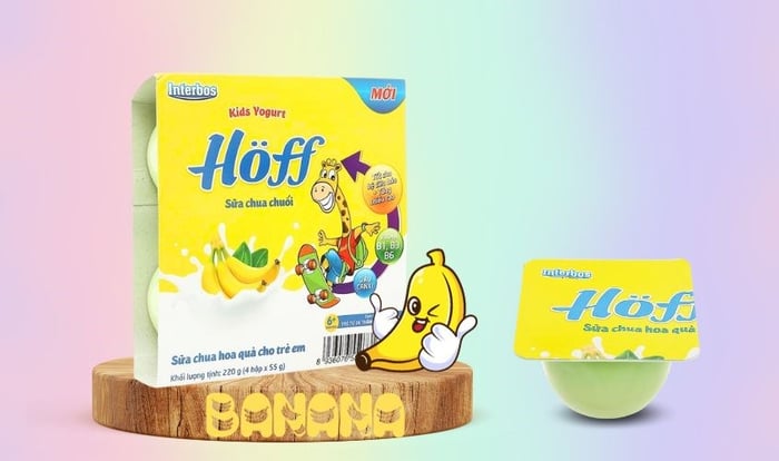 Lốc 4 hộp sữa chua trái cây Hoff vị chuối dung tích 55g