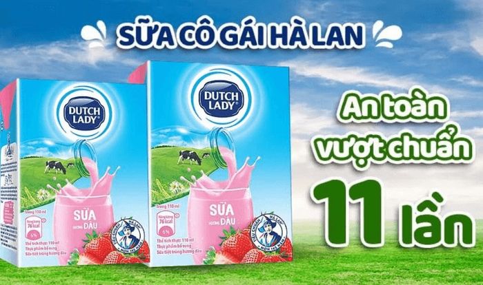 Thùng 48 hộp sữa tươi Dutch Lady có hương dâu và đường 110 ml