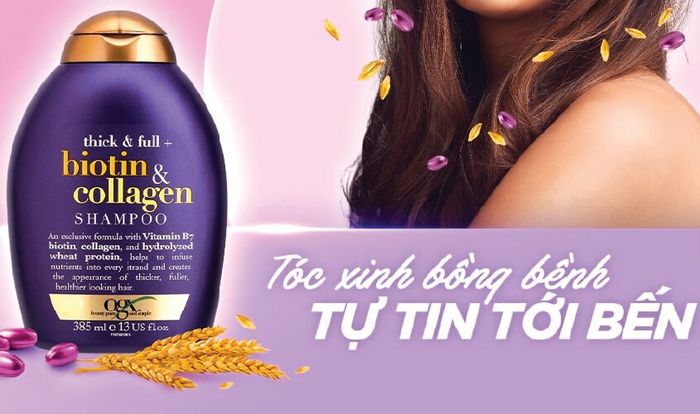 Dầu gội OGX dày và đầy đặn với Biotin và Collagen 385ml