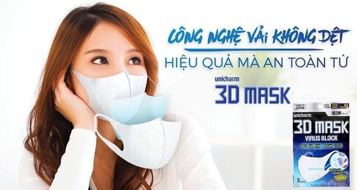 Bộ 5 chiếc khẩu trang Unicharm 3D Mask chống virus 3 lớp