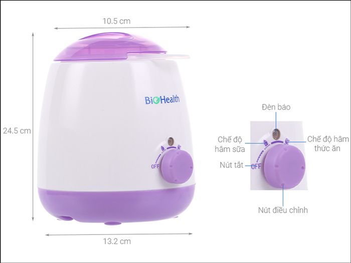 Máy hâm sữa đơn BioHealth BH8110 được trang bị điều khiển bằng nút vặn đơn giản, dễ sử dụng.