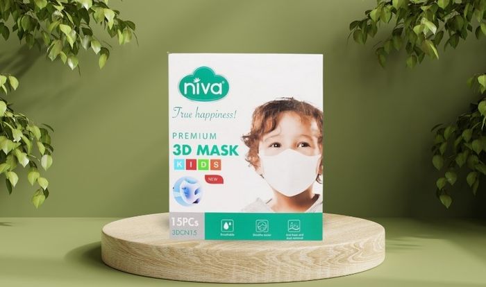 Hộp 15 khẩu trang y tế 3D cho bé Niva 3 lớp