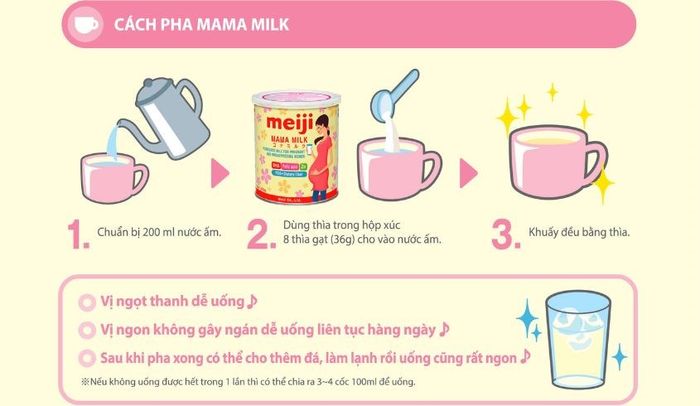 Cách pha sữa bầu Meiji