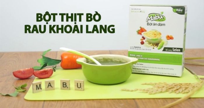 Bột ăn dặm Mabu thịt bò, rau, khoai lang