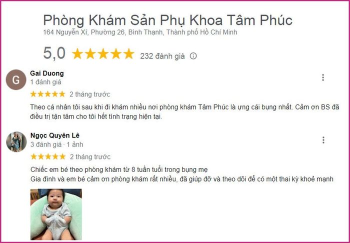 Phòng khám phụ sản Tâm Phúc đánh giá như thế nào?