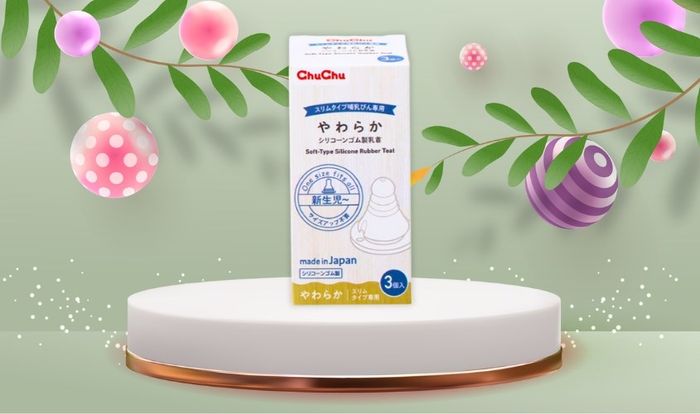 Bộ 3 núm ti Chuchu Baby siêu mềm Rubber Teat cổ hẹp kích thước tự do (phù hợp mọi độ tuổi)