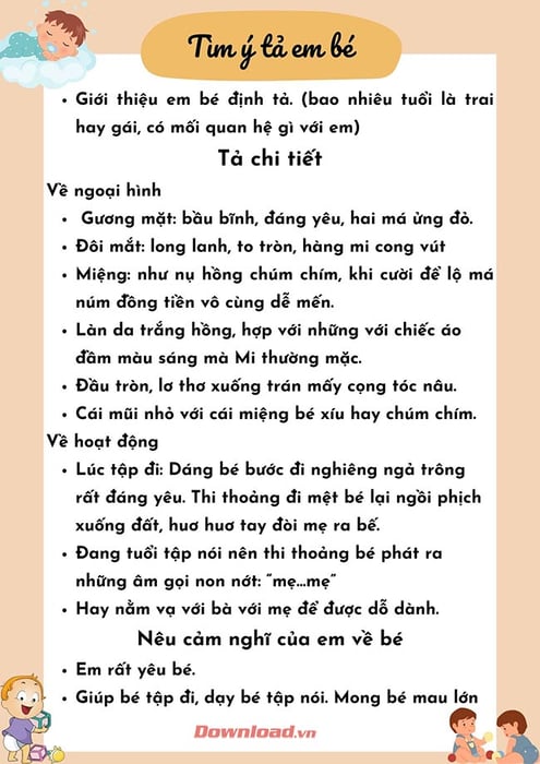 Phác thảo về việc miêu tả em bé