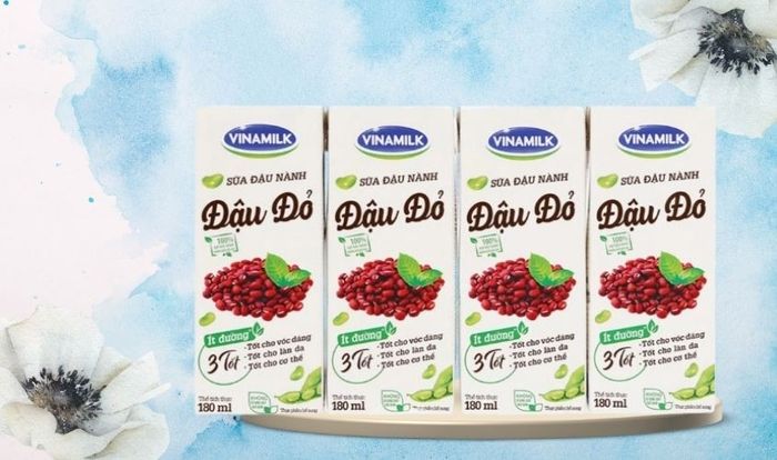 Lốc 4 hộp sữa đậu nành đậu đỏ Vinamilk 180 ml (từ 4 tuổi)