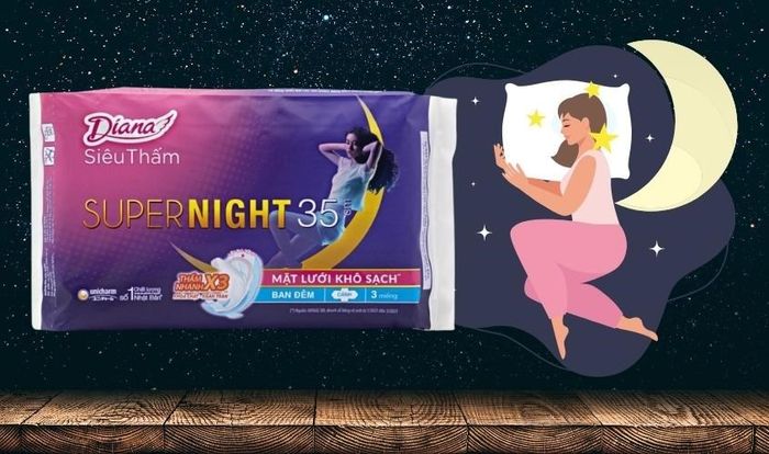 Băng vệ sinh ban đêm Diana Super Night chống tràn có cánh 3 miếng