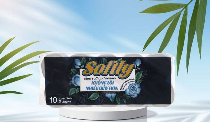 Lốc 10 cuộn giấy vệ sinh Softly 3 lớp không mùi