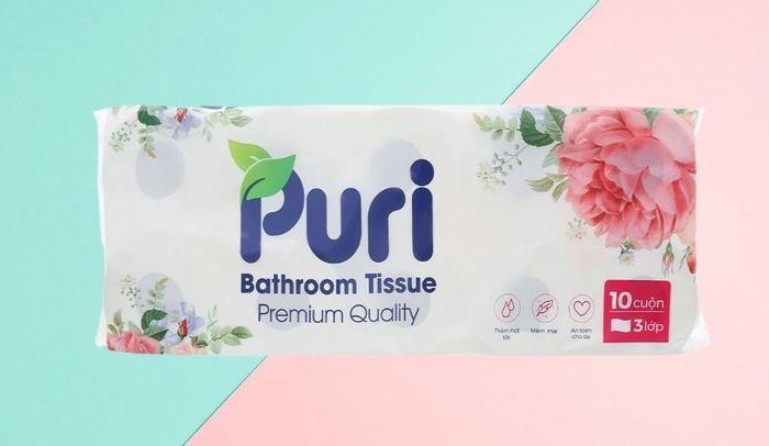 Lốc 10 cuộn giấy vệ sinh Puri 3 lớp không mùi