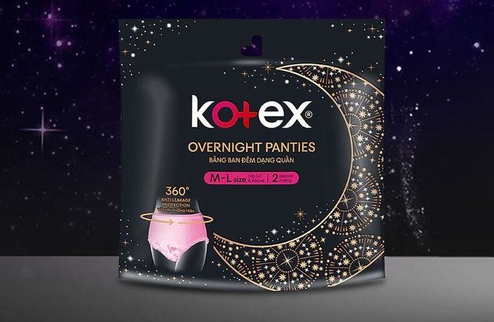 Băng vệ sinh ban đêm Kotex dạng quần 360° size M - L 2 miếng