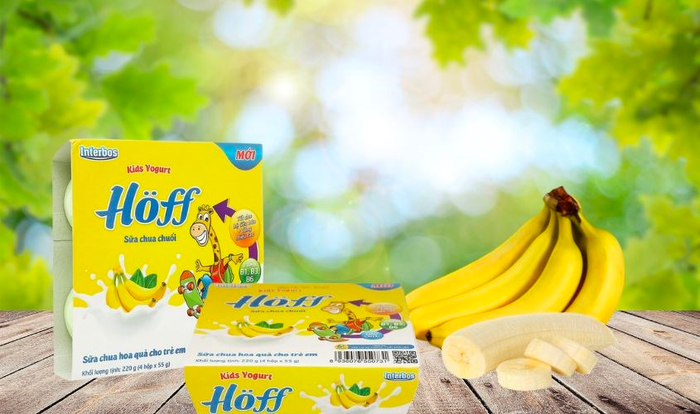 Bộ 4 hộp sữa chua trái cây Hoff vị chuối 55g (dành cho trẻ từ 6 tháng)