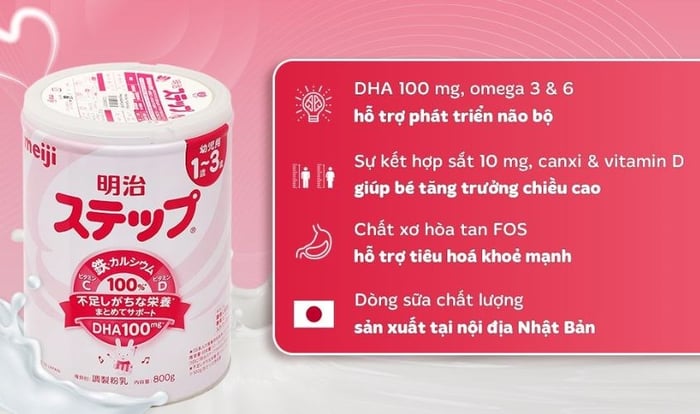 Sữa bột nội địa Nhật Meiji Step Milk 800g (dành cho trẻ từ 1 đến 3 tuổi)