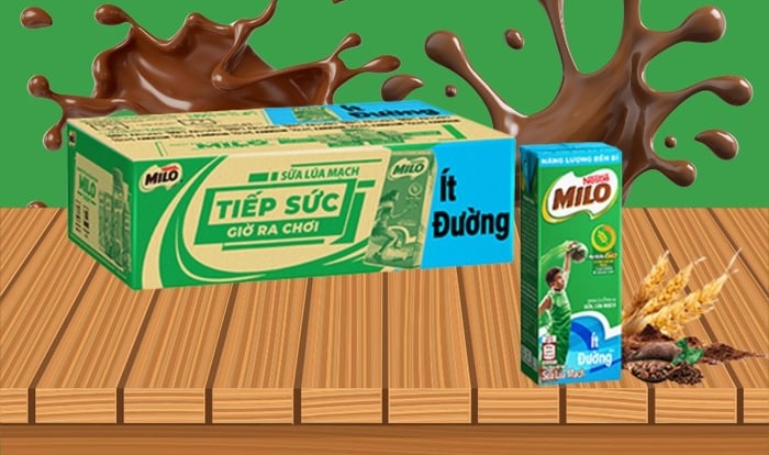 Bộ 48 hộp thức uống lúa mạch Nestlé Milo ít đường 180 ml (từ 2 tuổi)