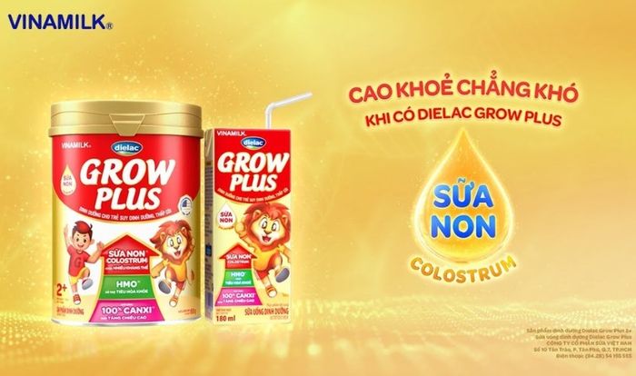 Sữa bột Dielac Grow Plus 2+ (sữa non) 850g (2 - 10 tuổi) dành cho trẻ suy dinh dưỡng, thấp còi