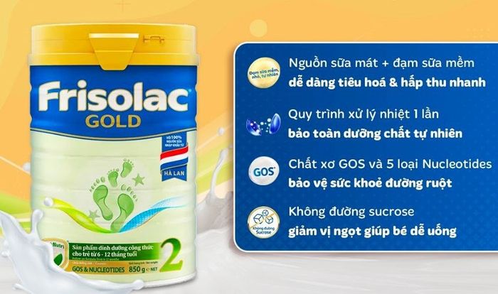 Sữa bột Friso Gold số 2 hương vani 850g (dành cho bé từ 6 - 12 tháng tuổi)