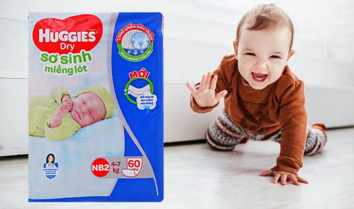 Miếng lót sơ sinh Huggies Dry size NB1 100 miếng (cho bé dưới 5kg)