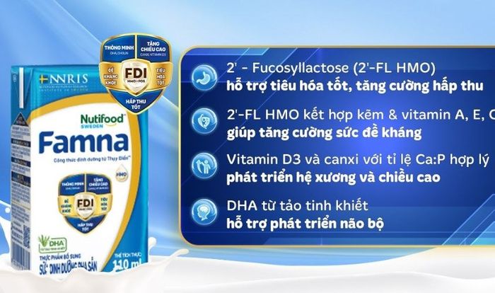 Lốc 4 hộp sữa pha sẵn Nutifood Famna 110 ml (từ 1 tuổi)