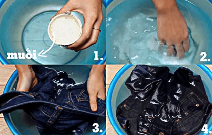 Ngâm quần jeans vào nước muối