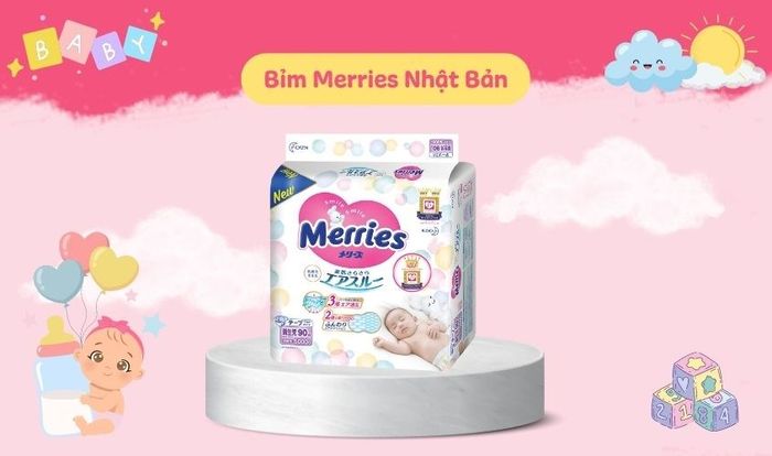 Tã dán Merries size NB 90 miếng (Dưới 5 kg)