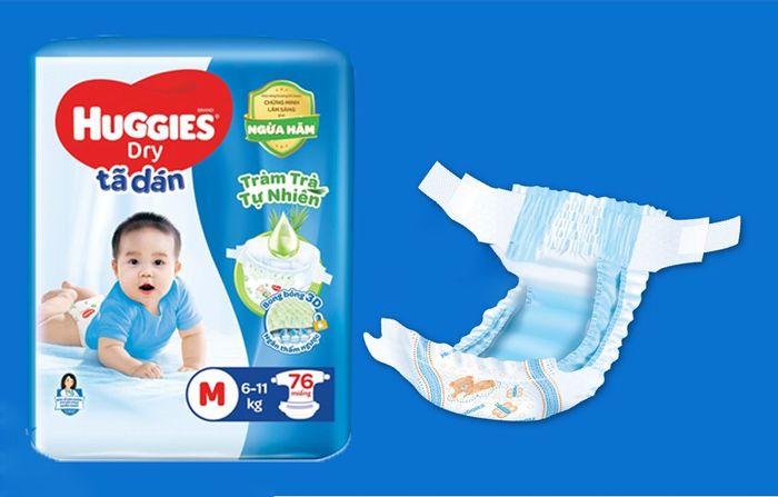 Tã dán Huggies Dry size M 76 miếng