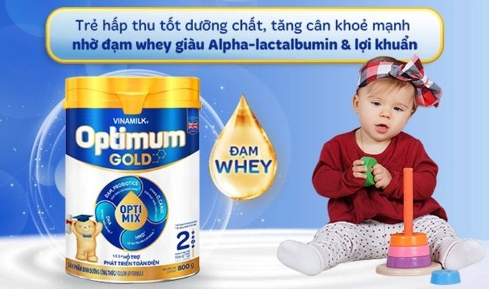 Sữa bột Vinamilk Optimum Gold số 2 800g (phù hợp cho bé từ 6 đến 12 tháng)