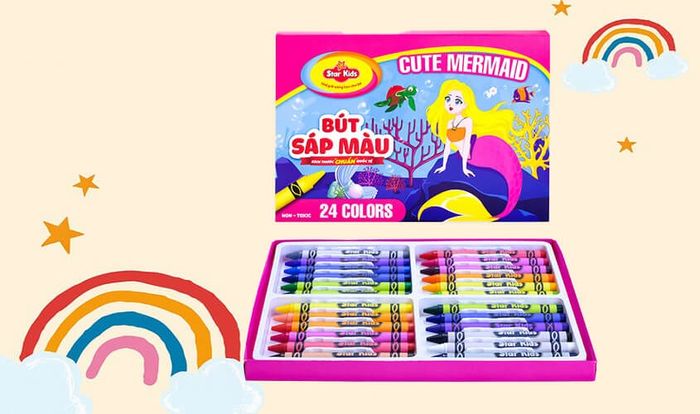 Bộ bút sáp 24 màu Star Kids K-CR24/2 - Màu sắc phong phú