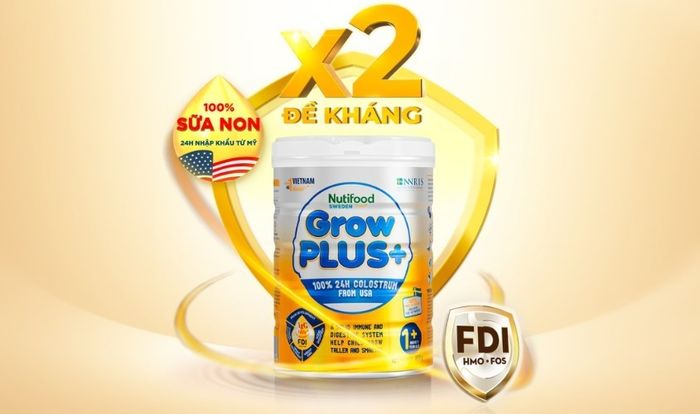 Sữa bột Nutifood GrowPLUS+ vàng (sữa non) hương vani 800g (dành cho bé từ 0 - 12 tháng)