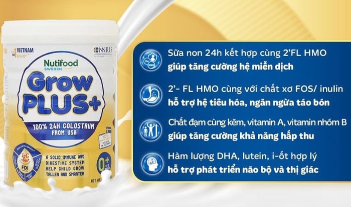 Sữa bột Nutifood GrowPLUS+ hương vani 850g (0 - 12 tháng)