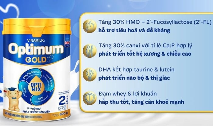 Sữa bột Vinamilk Optimum Gold số 2 800g (6 - 12 tháng)