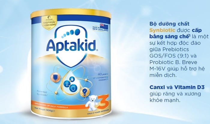 Sữa bột Aptakid Growing Up Milk Formula số 3 900g (dành cho trẻ từ 2 tuổi)