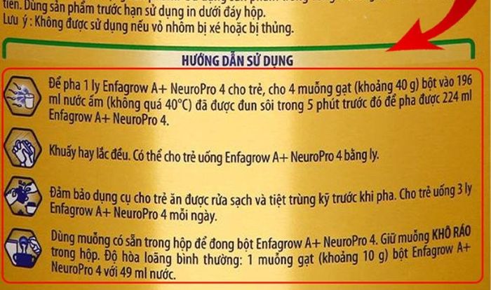 Đọc kỹ các hướng dẫn sử dụng của sữa