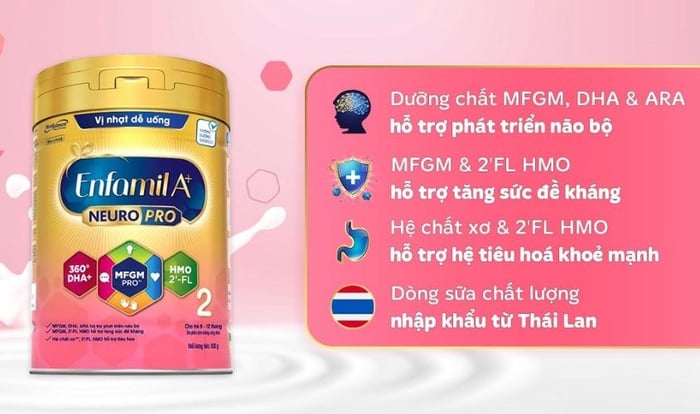 Sữa bột Enfamil A+ Neuropro số 2 vị nhạt dễ uống 830g (6 - 12 tháng)