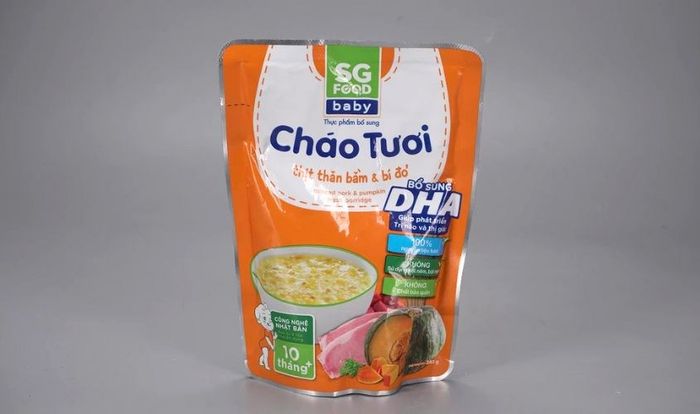 Cháo tươi SG Food Baby vị thịt thăn bằm, bí đỏ gói 240g (phù hợp từ 10 tháng)