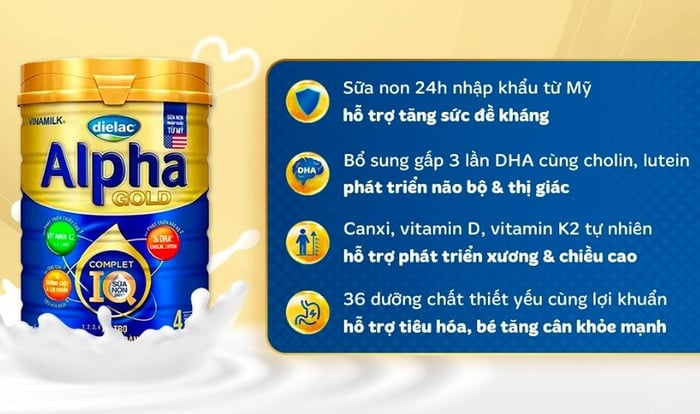 Sữa bột Dielac Alpha Gold IQ số 4 (sữa non) 850g (2 - 6 tuổi)