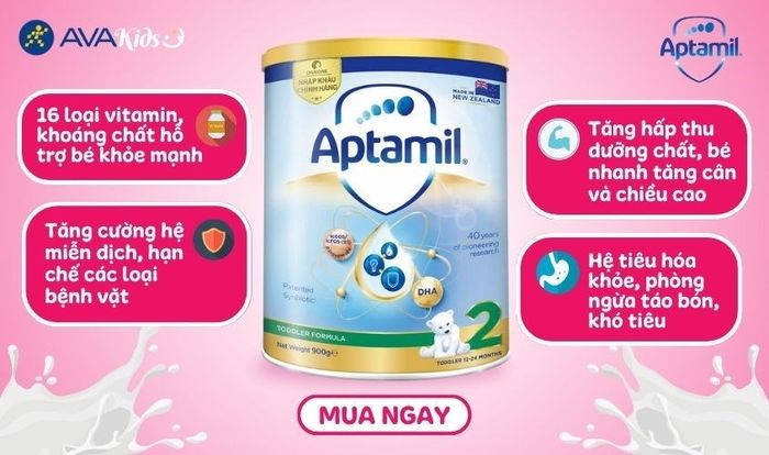 Sữa bột Aptamil Toddler Formula số 2 900g (1 - 2 tuổi)