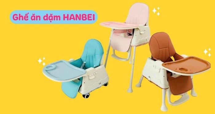 Ghế ăn dặm Hanbei với 3 cấp độ điều chỉnh giúp cho việc cho bé ăn dặm trở nên tiện lợi hơn