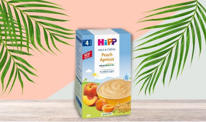 Bột ăn dặm HiPP từ sữa, ngũ cốc, đào và mơ tây, đóng hộp 250g (từ 4 tháng)