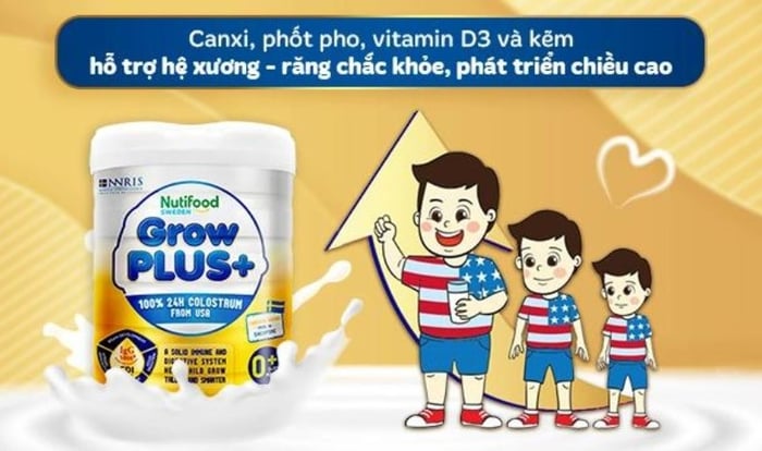 Sữa bột Nutifood GrowPLUS+ vàng 0+ (sữa non) vị vani 800g dành cho trẻ từ 0 - 12 tháng