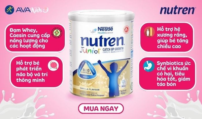 Sữa Bột Nutren Junior Hương Vani 850g (1 - 12 Tuổi)