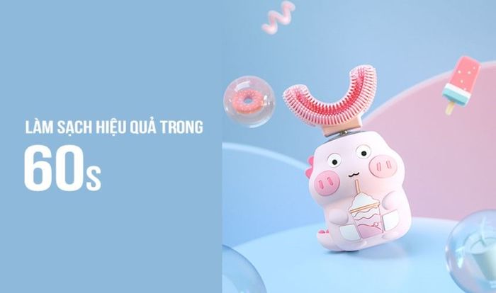 Chỉ trong 60 giây, bàn chải điện hình chữ U đã làm sạch răng cho bé