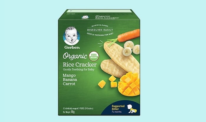 Bánh gạo hữu cơ Gerber Organic vị xoài chuối cà rốt hộp 48g