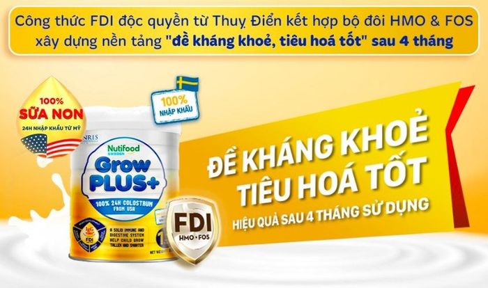 Sữa bột Nutifood GrowPLUS+ vàng (sữa non) vị vani 800g (từ 1 tuổi)