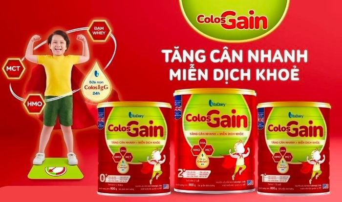 Sữa bột Colos Gain 1+ (sữa non) vị vani 800g (1 - 10 tuổi)