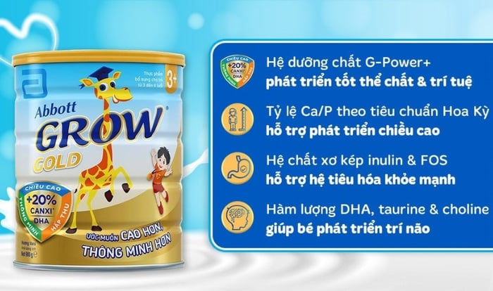 Sữa bột Abbott Grow Gold 3+ hương vani 900g (dành cho trẻ từ 3 - 6 tuổi)