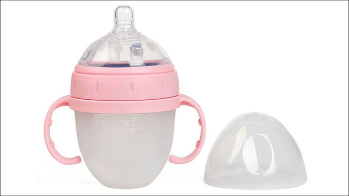 Chai sữa silicone Gluck Baby Premium cổ rộng 150 ml màu hồng