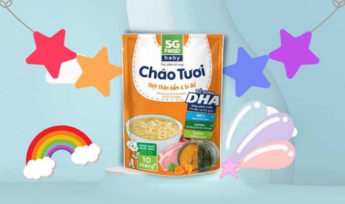 Cháo tươi SG Food Baby vị thịt thăn bằm, bí đỏ, gói 240g (từ 10 tháng)