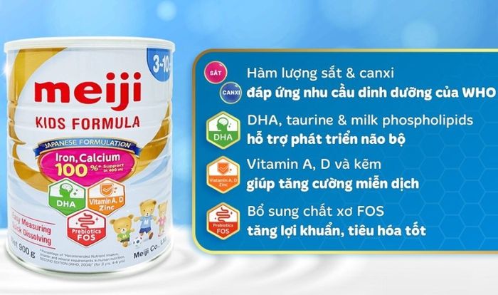 Sữa bột Meiji Kids Formula 900g (dành cho trẻ từ 3 - 10 tuổi)